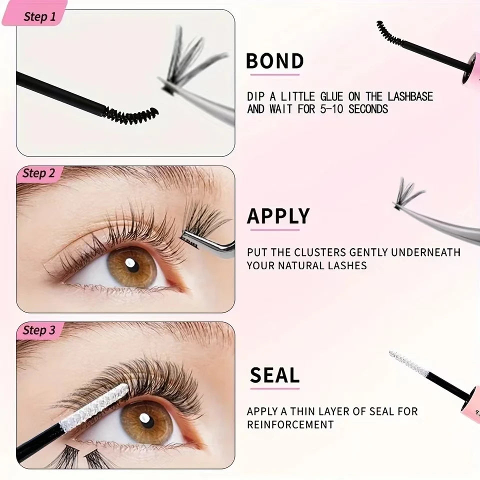 DIY Lashes Extension kit Eyelashes 200 PCS Clusters Lash Bond and Seal Makeup tools for gluing Lashes Gluing Glue Accessories