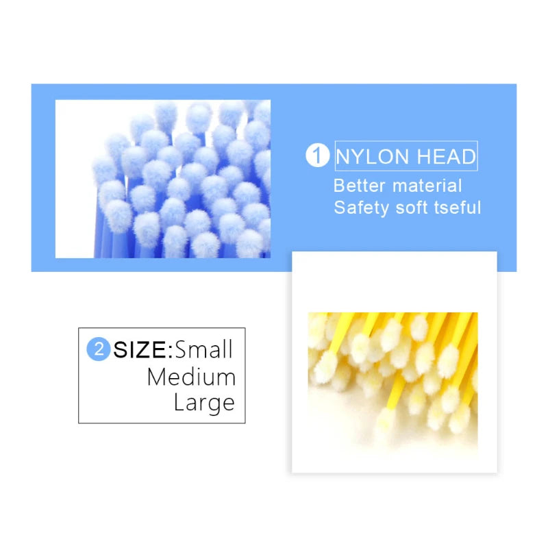 100Pcs/bag Disposable Eyelash Brush Lash Removing Swab Micro Brush MicroBrush Individual Eyelash Extension Supplies Makeup Tool