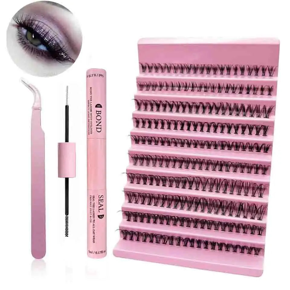 DIY Lashes Extension kit Eyelashes 200 PCS Clusters Lash Bond and Seal Makeup tools for gluing Lashes Gluing Glue Accessories