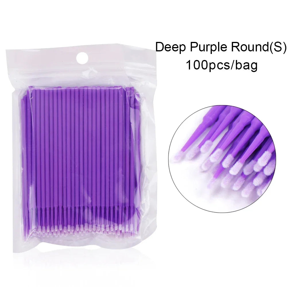 100Pcs/bag Disposable Eyelash Brush Lash Removing Swab Micro Brush MicroBrush Individual Eyelash Extension Supplies Makeup Tool