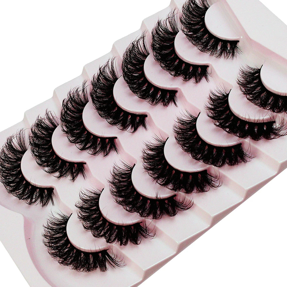 14Pairs/2Pack False Eyelashes Wispy Lashes Natural Look Fake Eyelashes Cat Eye Lashes Faux Mink Fluffy Strip False Lashes Pack