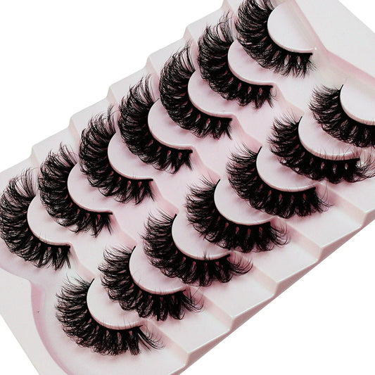 14Pairs/2Pack False Eyelashes Wispy Lashes Natural Look Fake Eyelashes Cat Eye Lashes Faux Mink Fluffy Strip False Lashes Pack