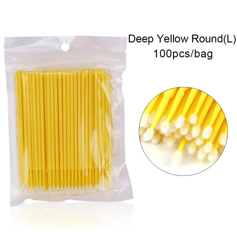 100Pcs/bag Disposable Eyelash Brush Lash Removing Swab Micro Brush MicroBrush Individual Eyelash Extension Supplies Makeup Tool