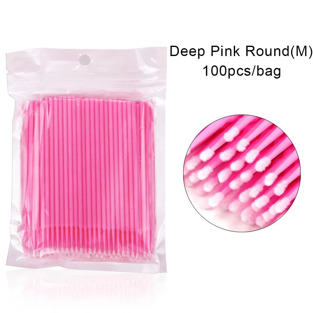 100Pcs/bag Disposable Eyelash Brush Lash Removing Swab Micro Brush MicroBrush Individual Eyelash Extension Supplies Makeup Tool
