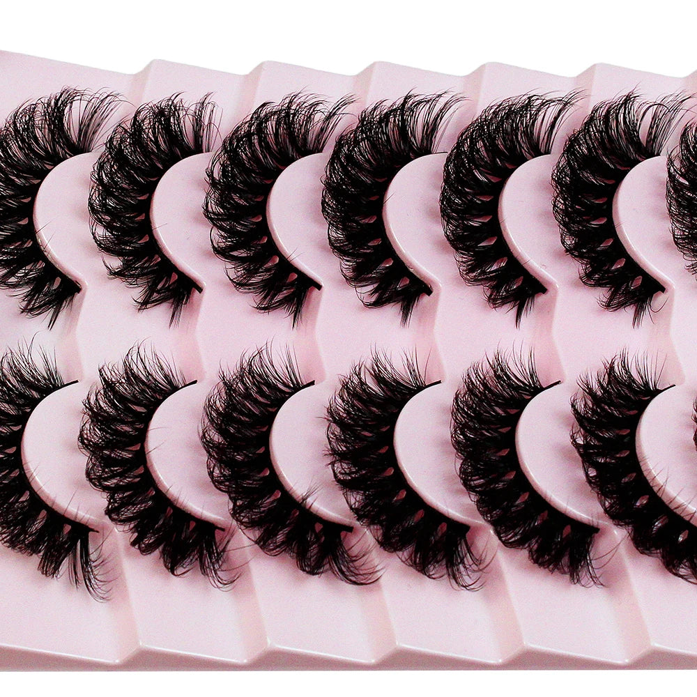 14Pairs/2Pack False Eyelashes Wispy Lashes Natural Look Fake Eyelashes Cat Eye Lashes Faux Mink Fluffy Strip False Lashes Pack
