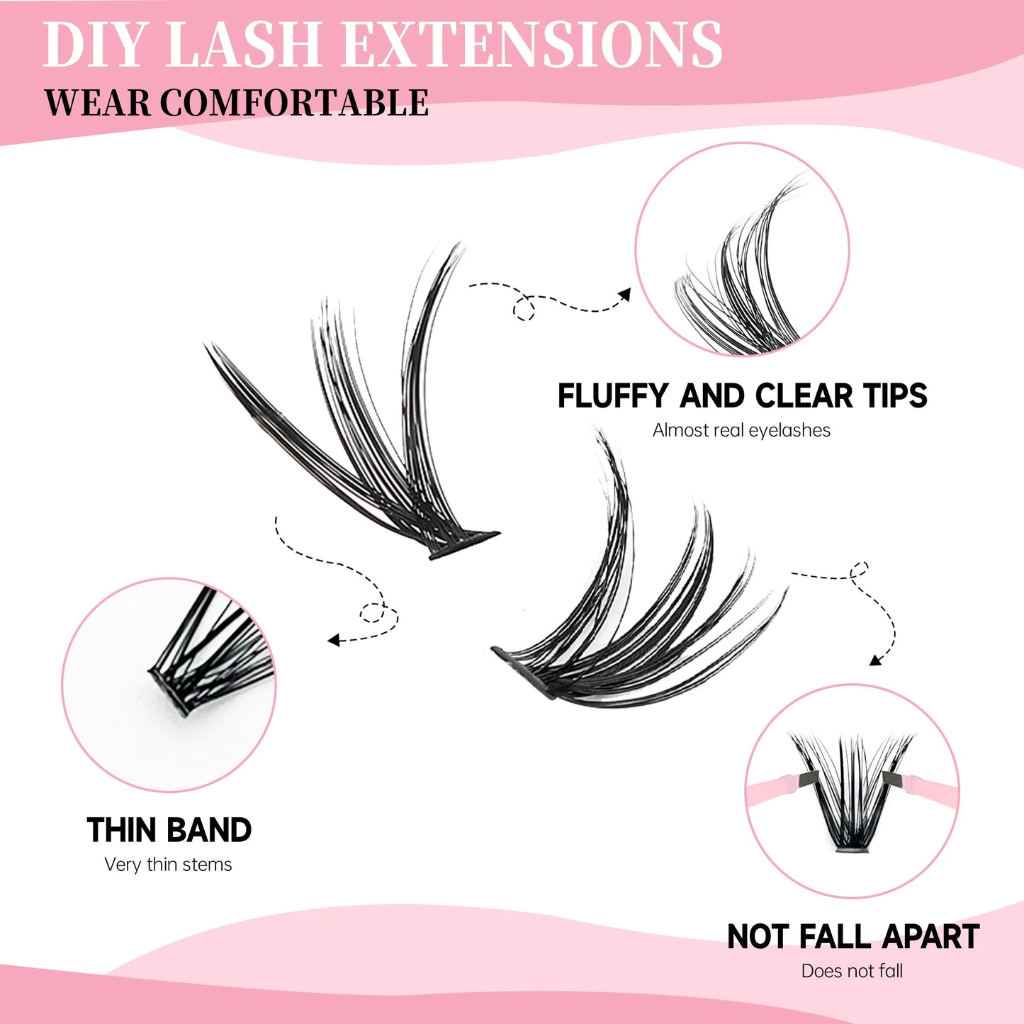 DIY Lashes Extension kit Eyelashes 200 PCS Clusters Lash Bond and Seal Makeup tools for gluing Lashes Gluing Glue Accessories