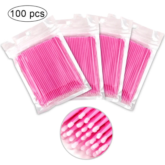 100Pcs/bag Disposable Eyelash Brush Lash Removing Swab Micro Brush MicroBrush Individual Eyelash Extension Supplies Makeup Tool